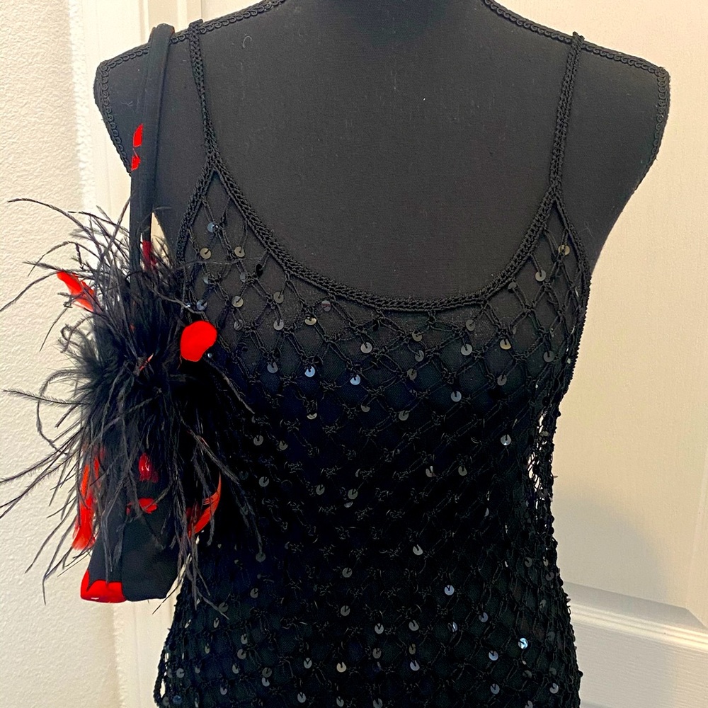 Sequined Black Knit Tank, One Size